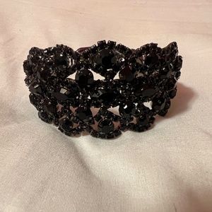 Adjustable Black Rhinestone Bracelet